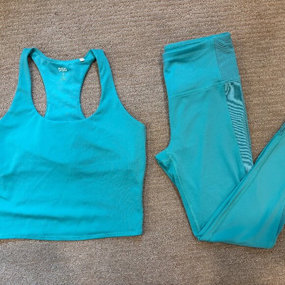 DSG Momentum Mesh Leggings and Cropped Tank Top Set- Women's Small - Teal Burst - Picture 1 of 12